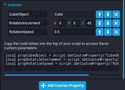 Custom Properties on Cube