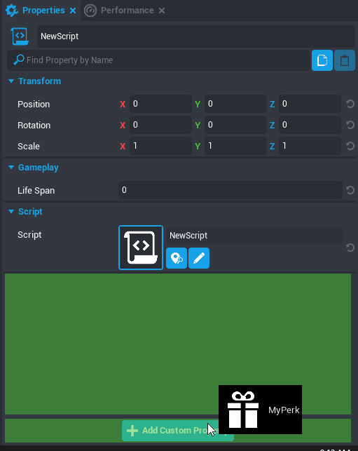 Adding a Perk as a Custom Property