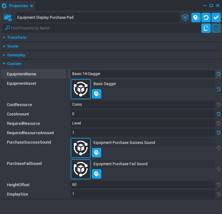 Equipment Display Custom Properties